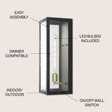 Berlin Iron/Glass Modern Industrial LED Outdoor Lantern - JONATHAN Y