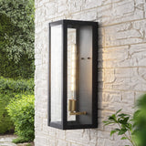 Berlin Iron/Glass Modern Industrial LED Outdoor Lantern - JONATHAN Y