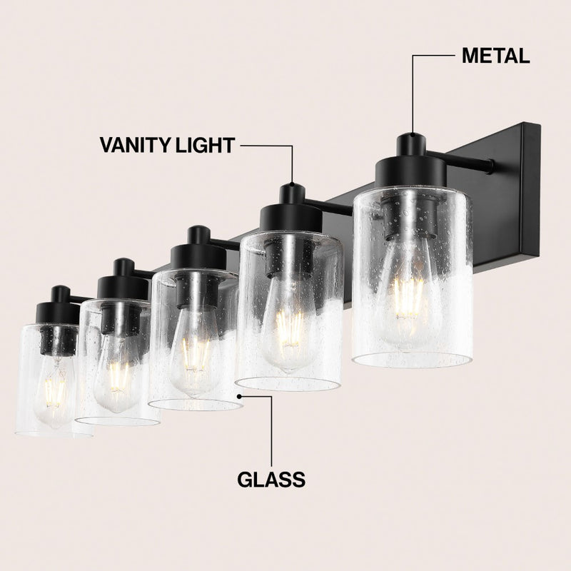 Irving Seeded Glass/Iron Modern Contemporary LED Vanity Light