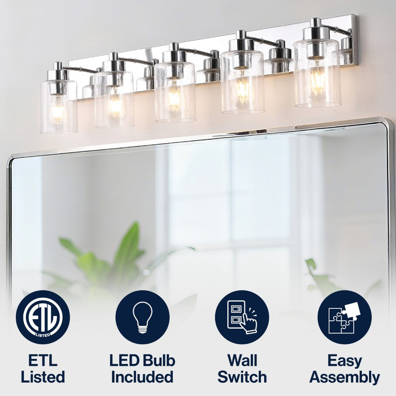 Irving Seeded Glass/Iron Modern Contemporary LED Vanity Light