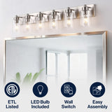 Irving Seeded Glass/Iron Modern Contemporary LED Vanity Light