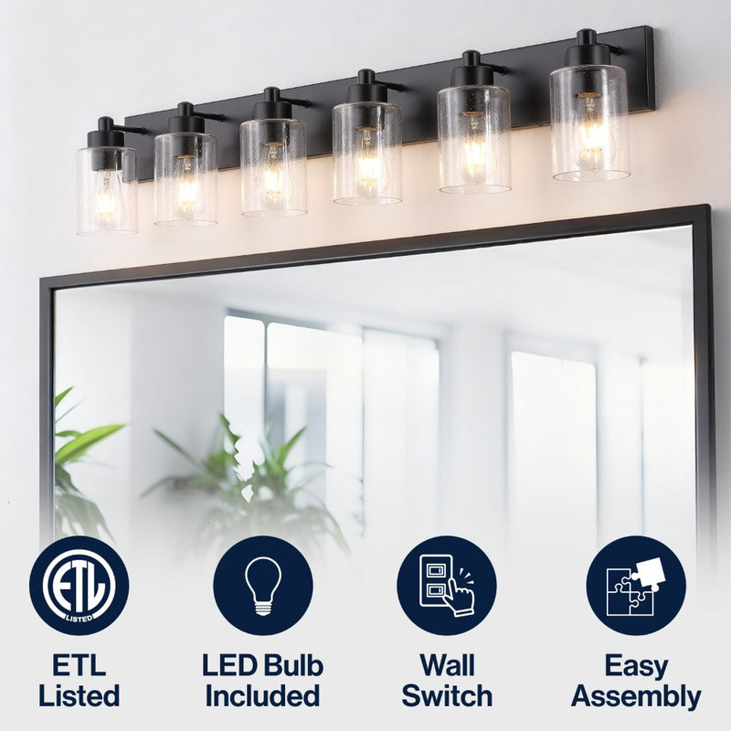 Irving Seeded Glass/Iron Modern Contemporary LED Vanity Light
