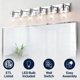 Irving Seeded Glass/Iron Modern Contemporary LED Vanity Light