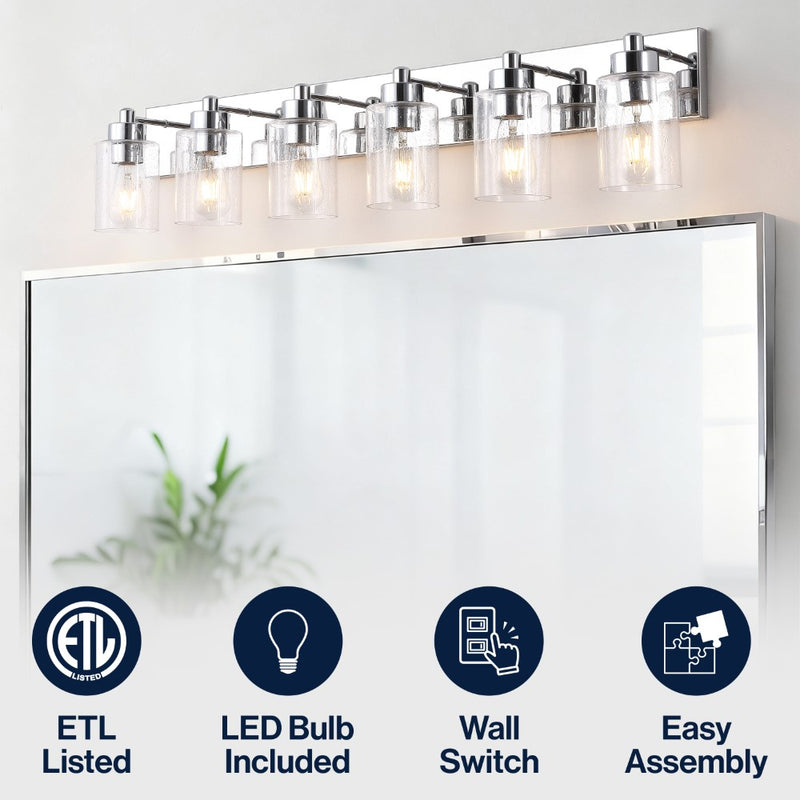 Irving Seeded Glass/Iron Modern Contemporary LED Vanity Light