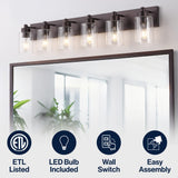 Irving Seeded Glass/Iron Modern Contemporary LED Vanity Light