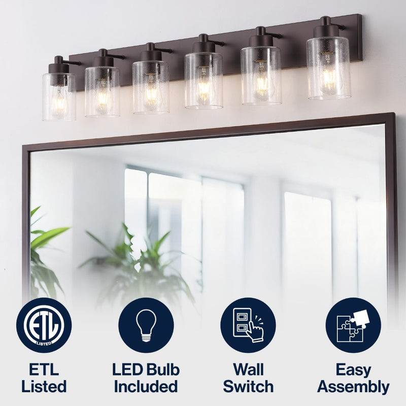 Irving Seeded Glass/Iron Modern Contemporary LED Vanity Light