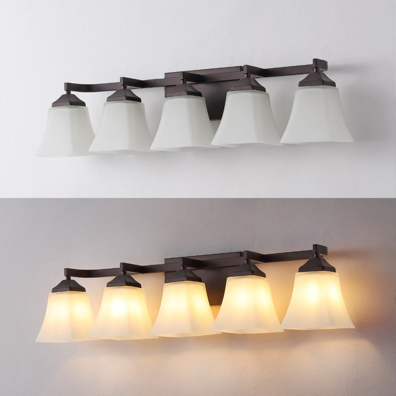 Staunton Farmhouse Cottage Metal LED Vanity Light with Frosted Glass Shades