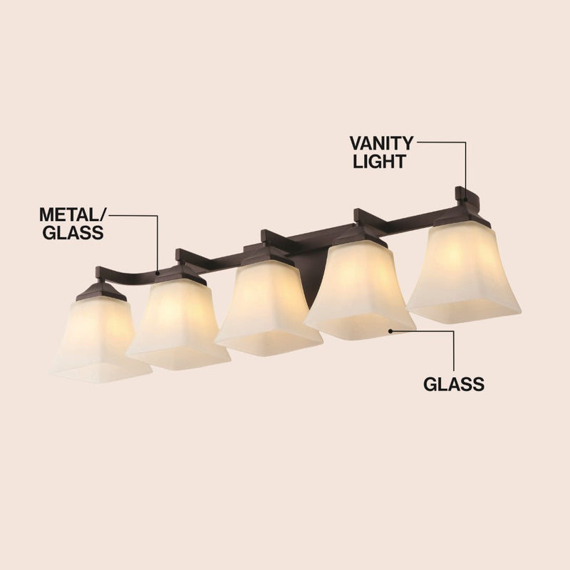 Staunton Farmhouse Cottage Metal LED Vanity Light with Frosted Glass Shades