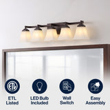Staunton Farmhouse Cottage Metal LED Vanity Light with Frosted Glass Shades