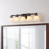 Staunton Farmhouse Cottage Metal LED Vanity Light with Frosted Glass Shades