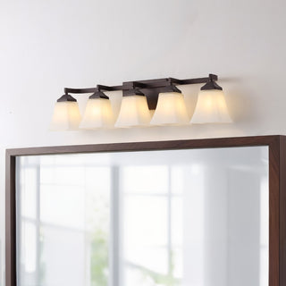 Staunton Farmhouse Cottage Metal LED Vanity Light with Frosted Glass Shades