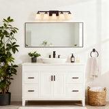Staunton Farmhouse Cottage Metal LED Vanity Light with Frosted Glass Shades