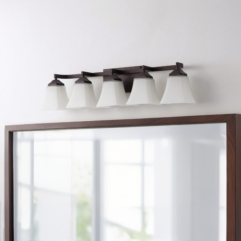 Staunton Farmhouse Cottage Metal LED Vanity Light with Frosted Glass Shades