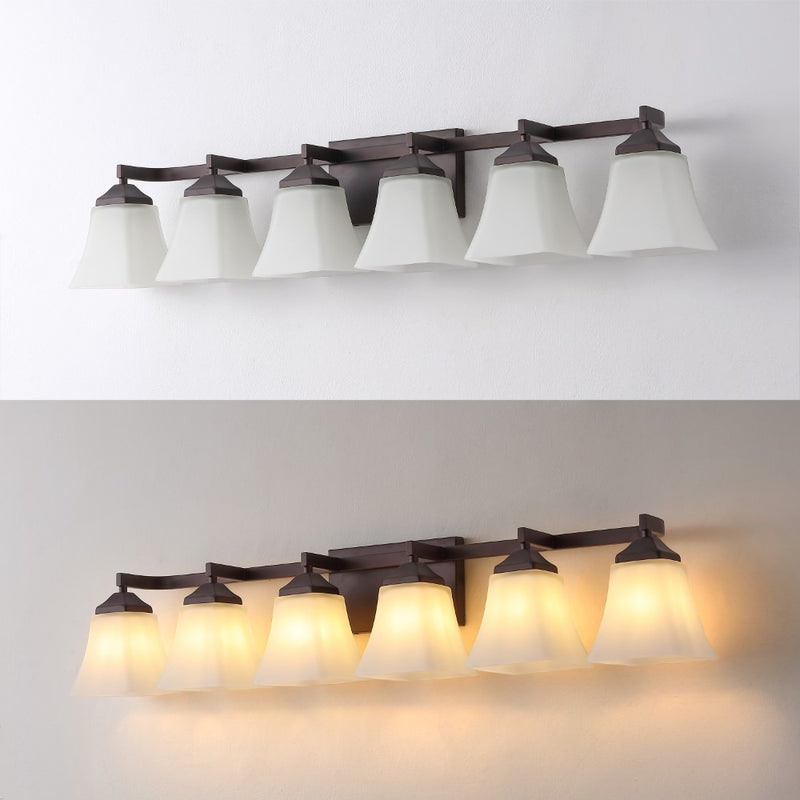 Staunton Farmhouse Cottage Metal LED Vanity Light with Frosted Glass Shades