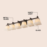Staunton Farmhouse Cottage Metal LED Vanity Light with Frosted Glass Shades