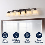 Staunton Farmhouse Cottage Metal LED Vanity Light with Frosted Glass Shades