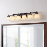 Staunton Farmhouse Cottage Metal LED Vanity Light with Frosted Glass Shades