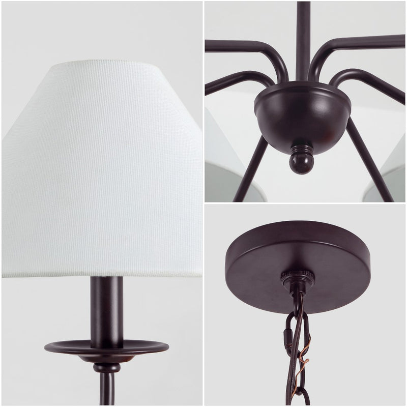 Phoebe 41.5" 6-Light Grand French Country Farmhouse Adjustable Swooping Arm Candle-Style Metal LED Chandelier