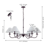 Phoebe 41.5" 6-Light Grand French Country Farmhouse Adjustable Swooping Arm Candle-Style Metal LED Chandelier