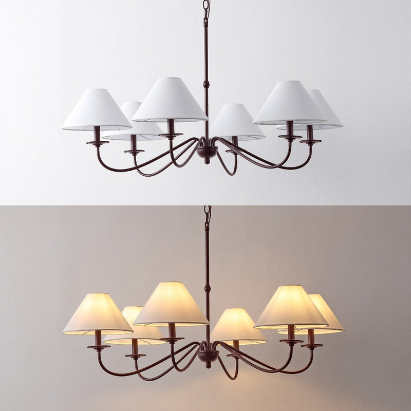 Phoebe 41.5" 6-Light Grand French Country Farmhouse Adjustable Swooping Arm Candle-Style Metal LED Chandelier