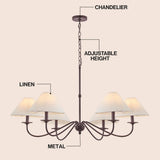 Phoebe 41.5" 6-Light Grand French Country Farmhouse Adjustable Swooping Arm Candle-Style Metal LED Chandelier