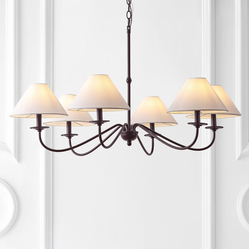 Phoebe 41.5" 6-Light Grand French Country Farmhouse Adjustable Swooping Arm Candle-Style Metal LED Chandelier