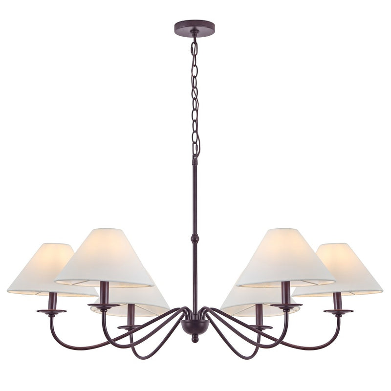 Phoebe 41.5" 6-Light Grand French Country Farmhouse Adjustable Swooping Arm Candle-Style Metal LED Chandelier