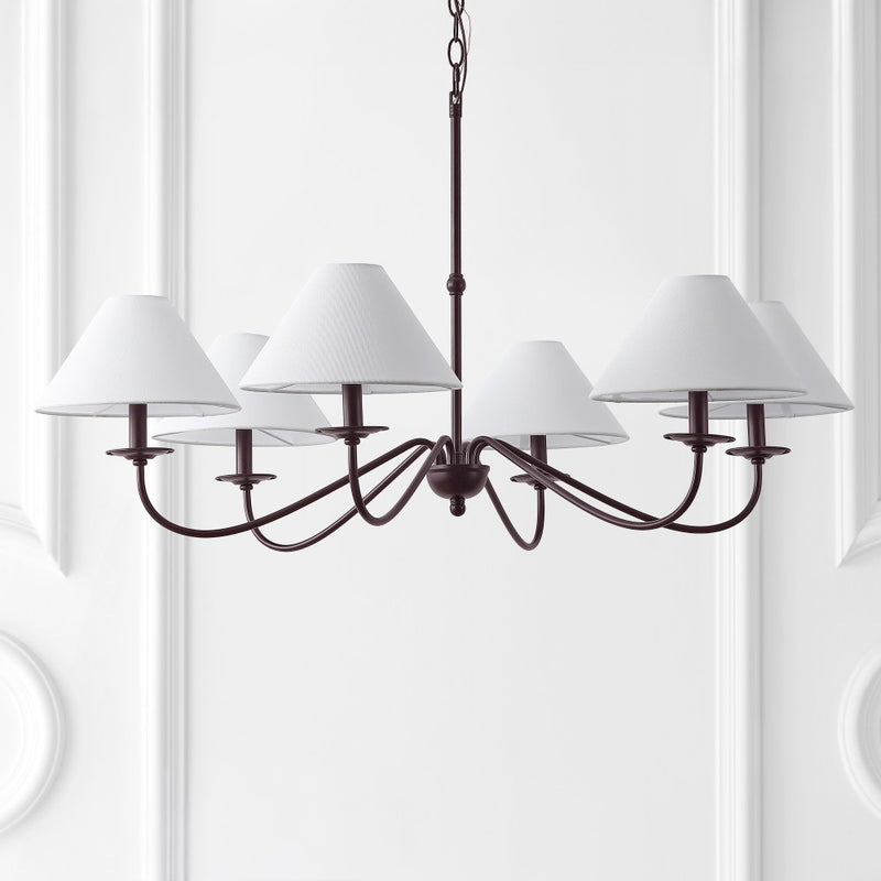 Phoebe 41.5" 6-Light Grand French Country Farmhouse Adjustable Swooping Arm Candle-Style Metal LED Chandelier