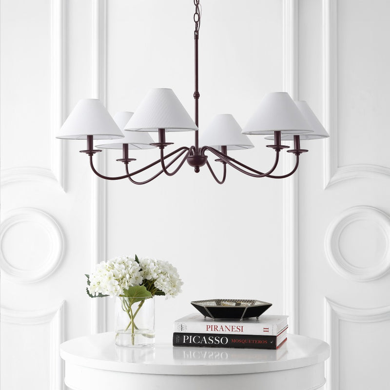 Phoebe 41.5" 6-Light Grand French Country Farmhouse Adjustable Swooping Arm Candle-Style Metal LED Chandelier
