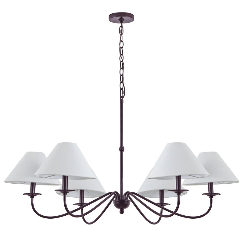Phoebe 41.5" 6-Light Grand French Country Farmhouse Adjustable Swooping Arm Candle-Style Metal LED Chandelier