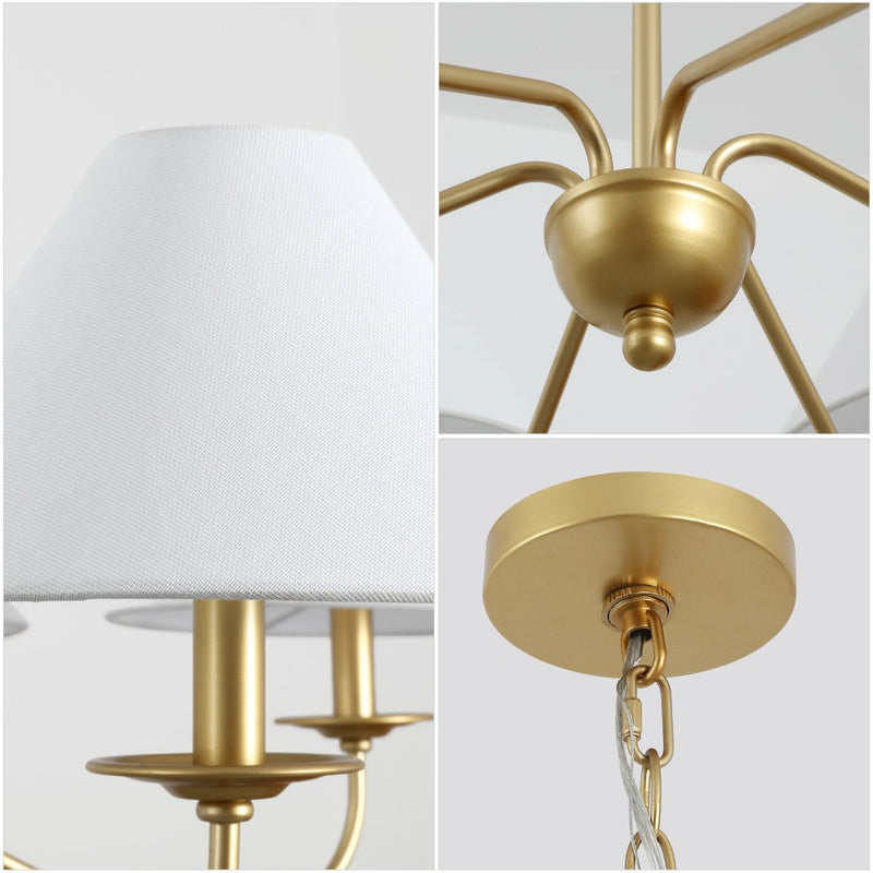 Phoebe 41.5" 6-Light Grand French Country Farmhouse Adjustable Swooping Arm Candle-Style Metal LED Chandelier
