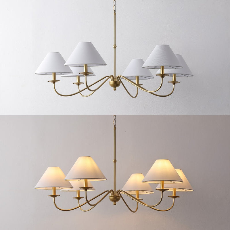 Phoebe 41.5" 6-Light Grand French Country Farmhouse Adjustable Swooping Arm Candle-Style Metal LED Chandelier