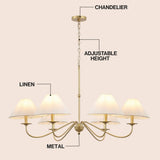 Phoebe 41.5" 6-Light Grand French Country Farmhouse Adjustable Swooping Arm Candle-Style Metal LED Chandelier