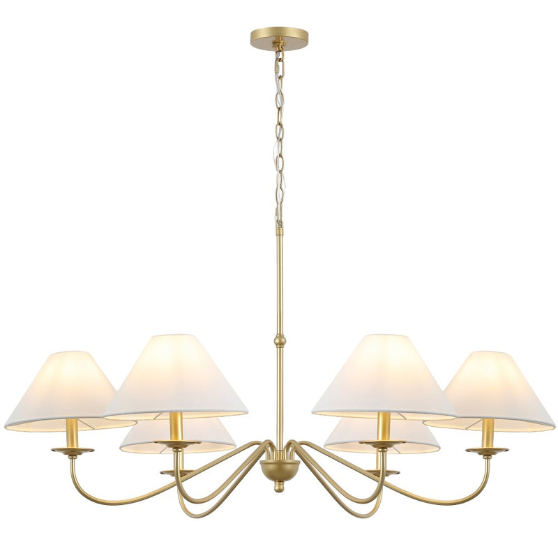 Phoebe 41.5" 6-Light Grand French Country Farmhouse Adjustable Swooping Arm Candle-Style Metal LED Chandelier