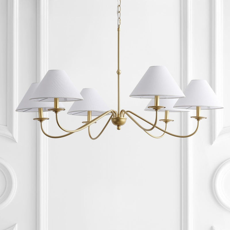Phoebe 41.5" 6-Light Grand French Country Farmhouse Adjustable Swooping Arm Candle-Style Metal LED Chandelier