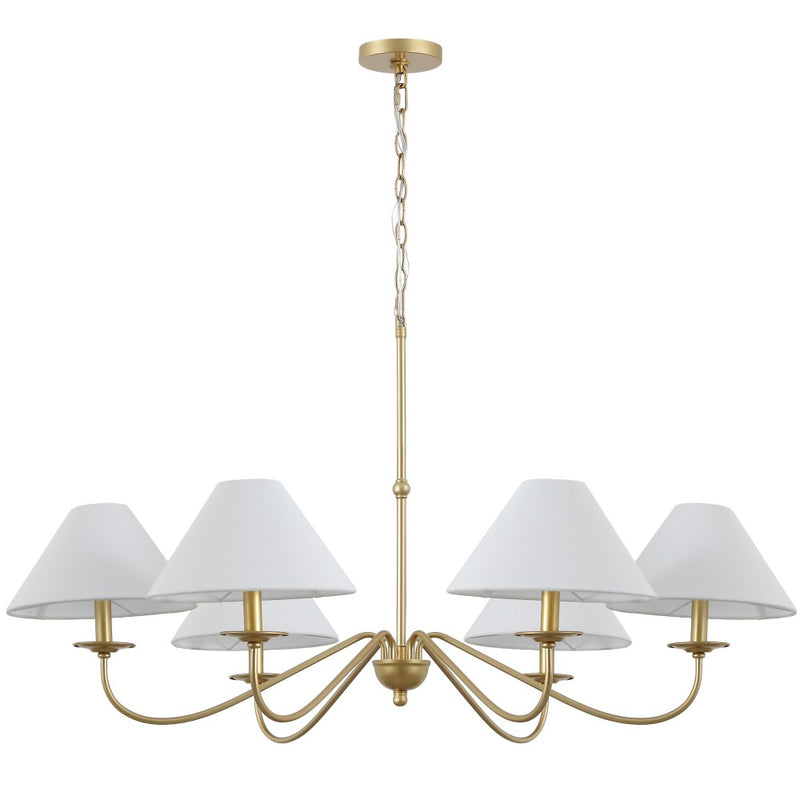 Phoebe 41.5" 6-Light Grand French Country Farmhouse Adjustable Swooping Arm Candle-Style Metal LED Chandelier
