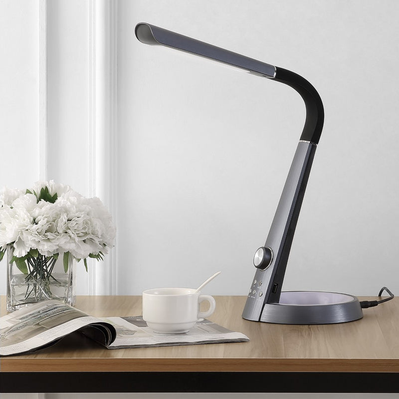Milton 19" Aluminum Contemporary Minimalist Adjustable Head Dimmable USB Charging LED Task Lamp - JONATHAN Y
