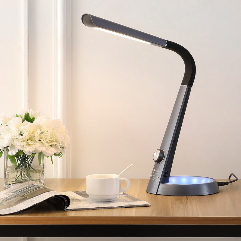 Milton 19" Aluminum Contemporary Minimalist Adjustable Head Dimmable USB Charging LED Task Lamp - JONATHAN Y