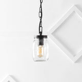 Gaines 5.5" Farmhouse Industrial Iron Mason Jar LED Pendant - JONATHAN Y