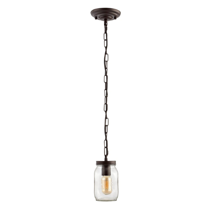 Gaines 5.5" Farmhouse Industrial Iron Mason Jar LED Pendant - JONATHAN Y