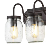 Gaines 19.3" Farmhouse Industrial Iron Mason Jar LED Vanity - JONATHAN Y
