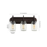 Gaines 19.3" Farmhouse Industrial Iron Mason Jar LED Vanity - JONATHAN Y