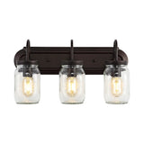 Gaines 19.3" Farmhouse Industrial Iron Mason Jar LED Vanity - JONATHAN Y