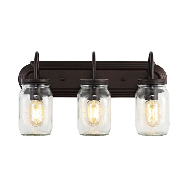 Gaines 19.3" Farmhouse Industrial Iron Mason Jar LED Vanity - JONATHAN Y
