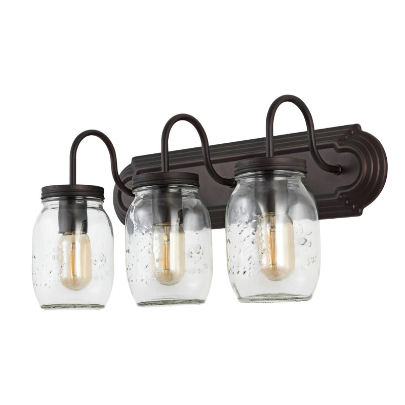 Gaines 19.3" Farmhouse Industrial Iron Mason Jar LED Vanity - JONATHAN Y