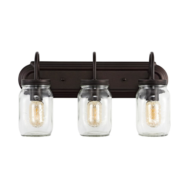 Gaines 19.3" Farmhouse Industrial Iron Mason Jar LED Vanity - JONATHAN Y