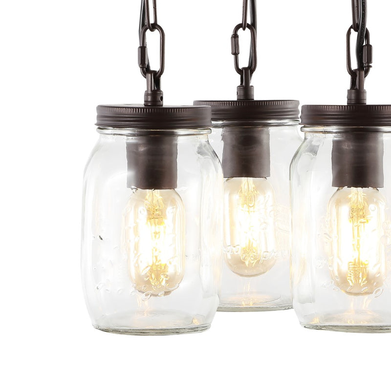 Gaines 11" Farmhouse Industrial Iron Mason Jar LED Semi Flush Mount - JONATHAN Y