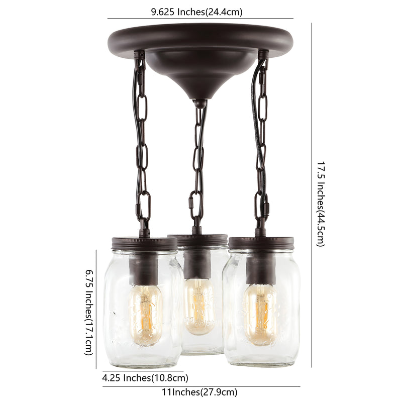 Gaines 11" Farmhouse Industrial Iron Mason Jar LED Semi Flush Mount - JONATHAN Y