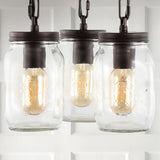 Gaines 11" Farmhouse Industrial Iron Mason Jar LED Semi Flush Mount - JONATHAN Y