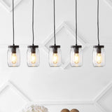 Gaines 5.5" Farmhouse Industrial Iron Mason Jar LED Pendant - JONATHAN Y